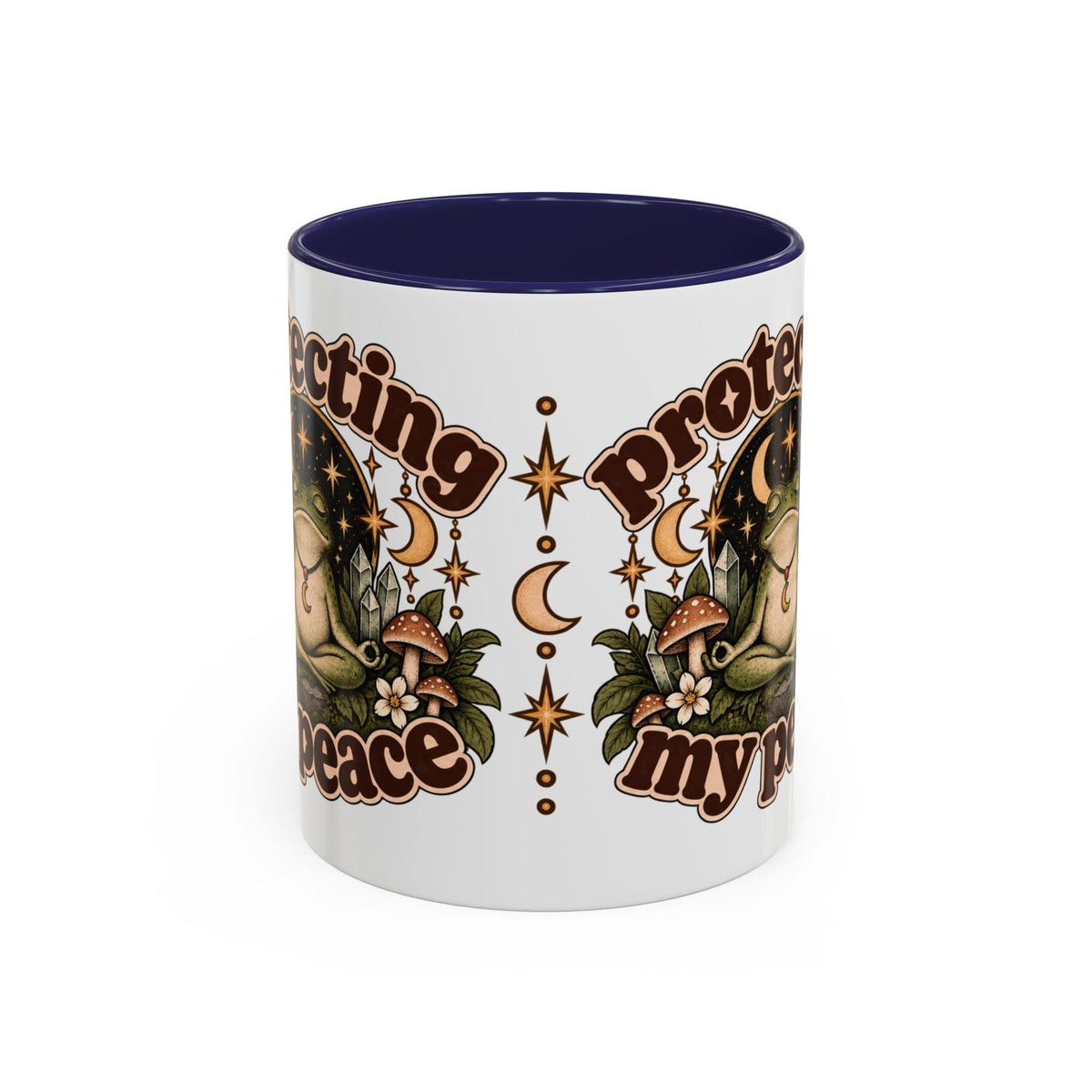 Protecting My Peace Mug — Frog & Mushroom Ceramic Coffee Mug