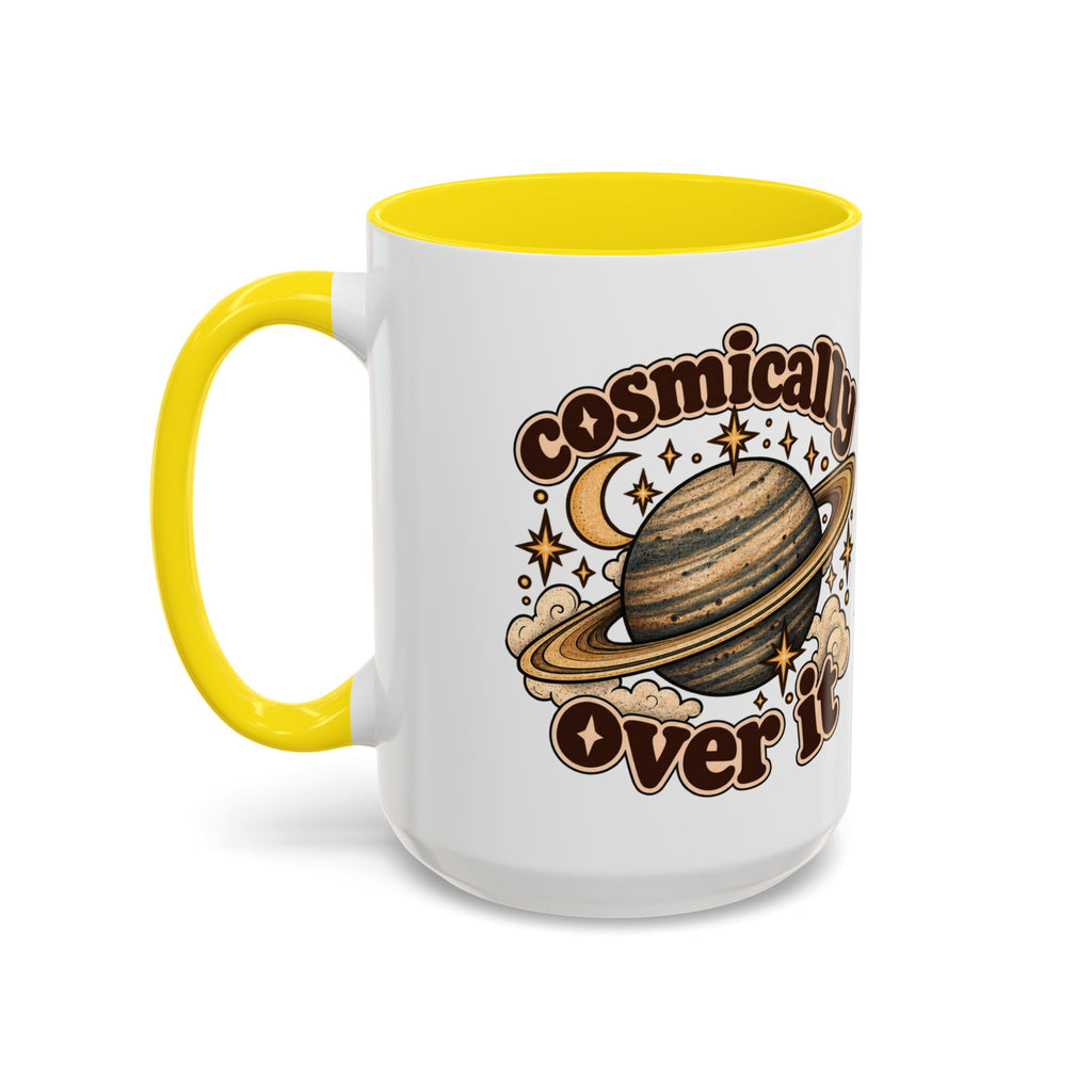 Cosmically Over It Mug — Retro Planet Celestial Ceramic Coffee Mug