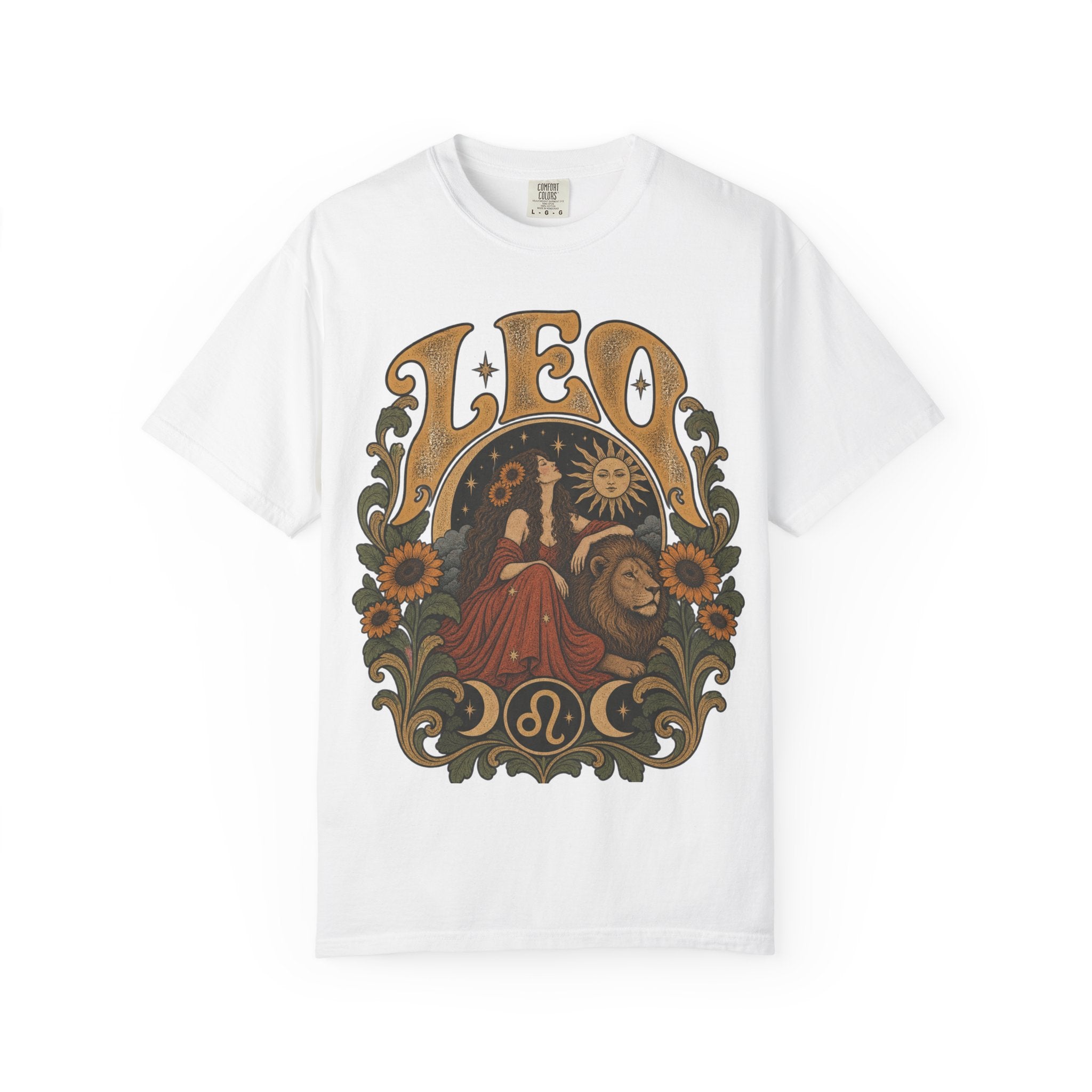 Leo Zodiac T-Shirt — Vintage Astrology Lion Graphic