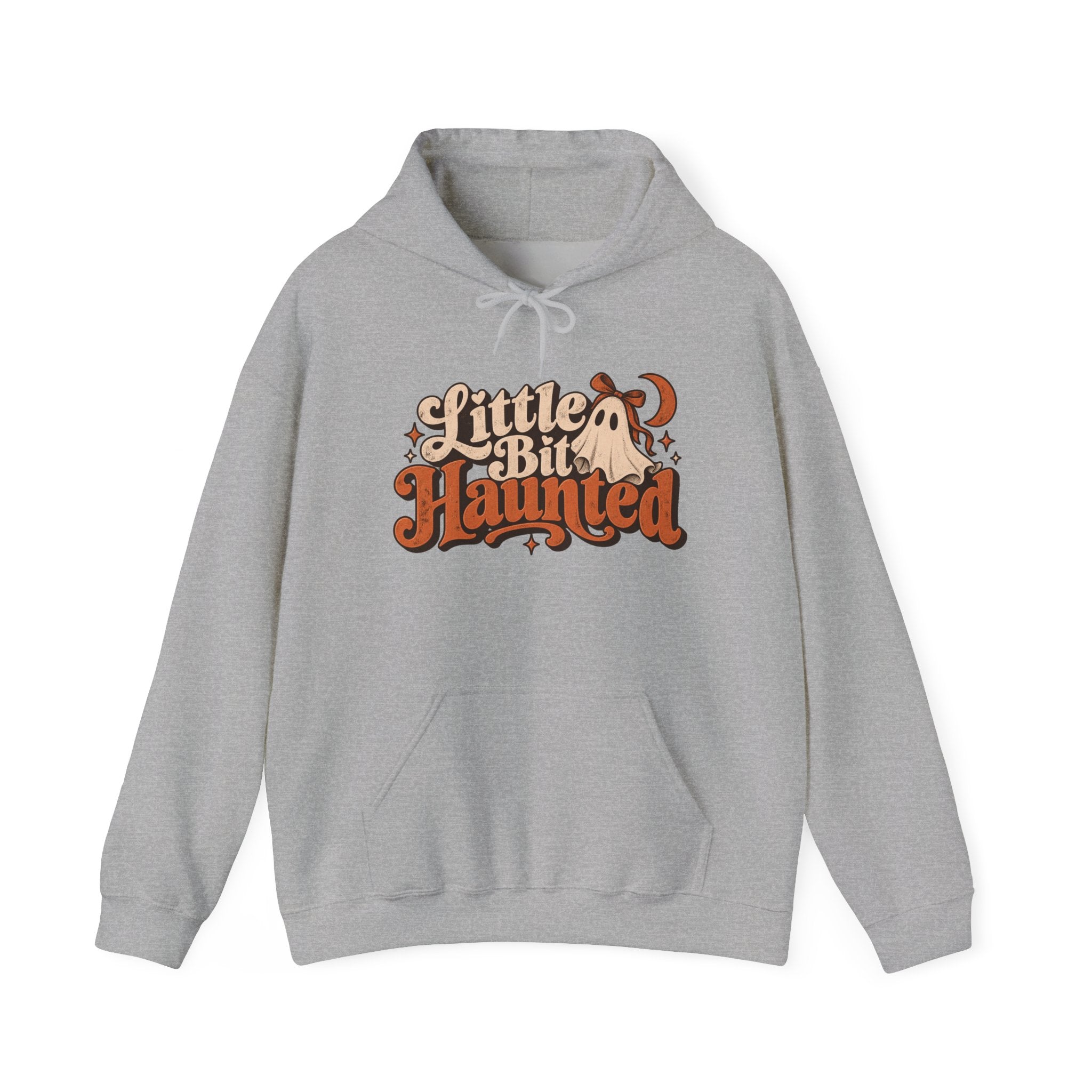 Little Bit Haunted Hoodie — Retro Halloween Ghost Pullover
