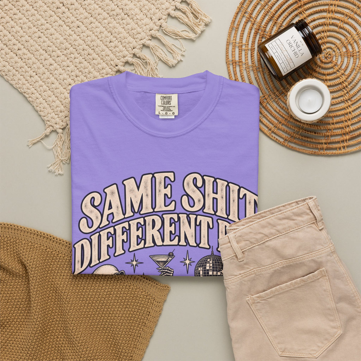 Same Shit Different Day Tee — Retro Skeleton Disco Graphic T-Shirt