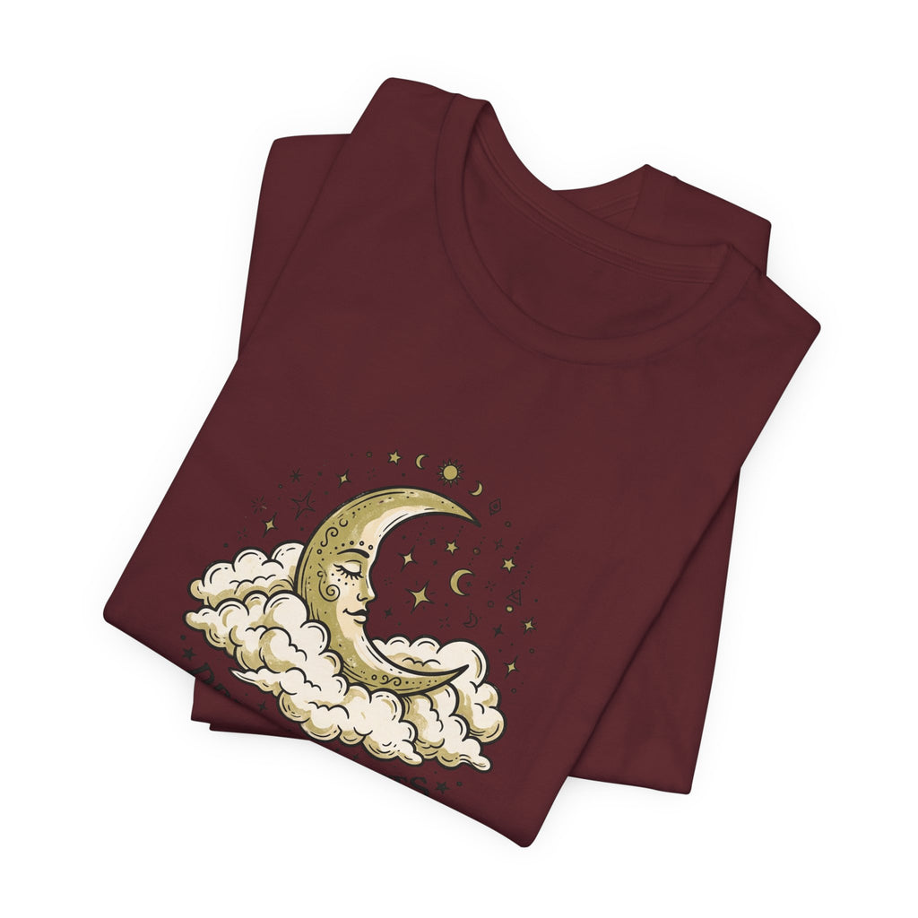 Dreamy Nights Moon Tee — Vintage Crescent Moon & Clouds Shirt