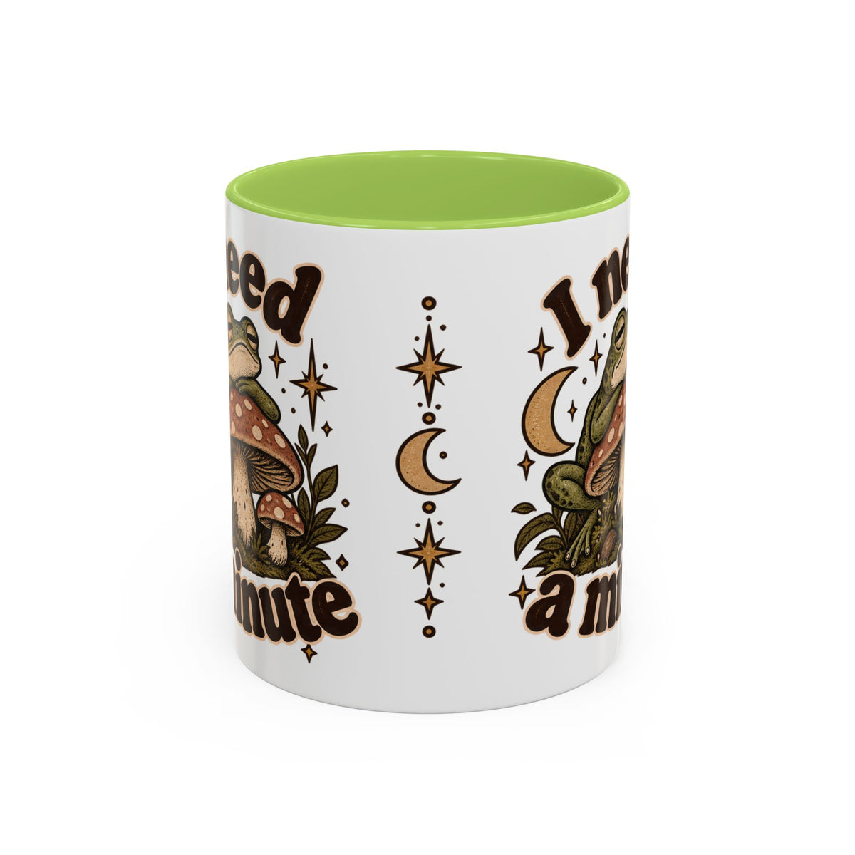 I Need a Minute Mug — Cozy Frog & Mushroom Ceramic Coffee Mug