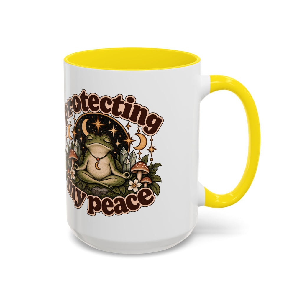 Protecting My Peace Mug — Frog & Mushroom Ceramic Coffee Mug