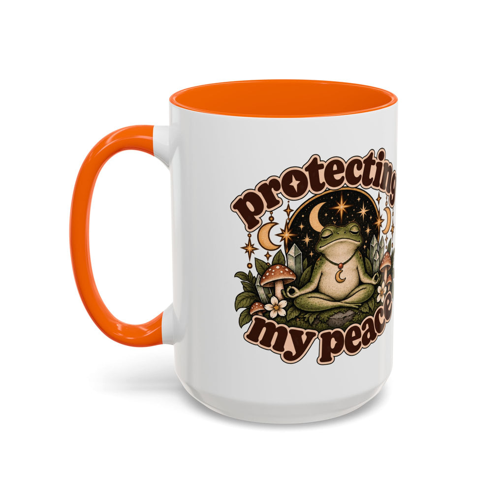 Protecting My Peace Mug — Frog & Mushroom Ceramic Coffee Mug