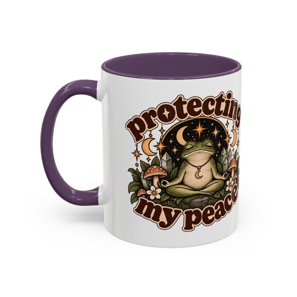 Protecting My Peace Mug — Frog & Mushroom Ceramic Coffee Mug
