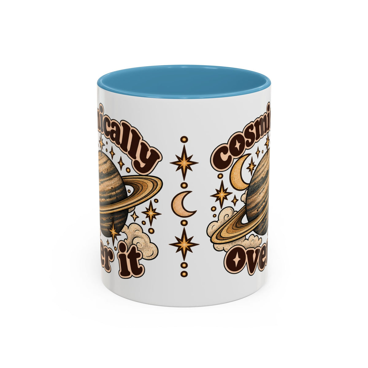Cosmically Over It Mug — Retro Planet Celestial Ceramic Coffee Mug