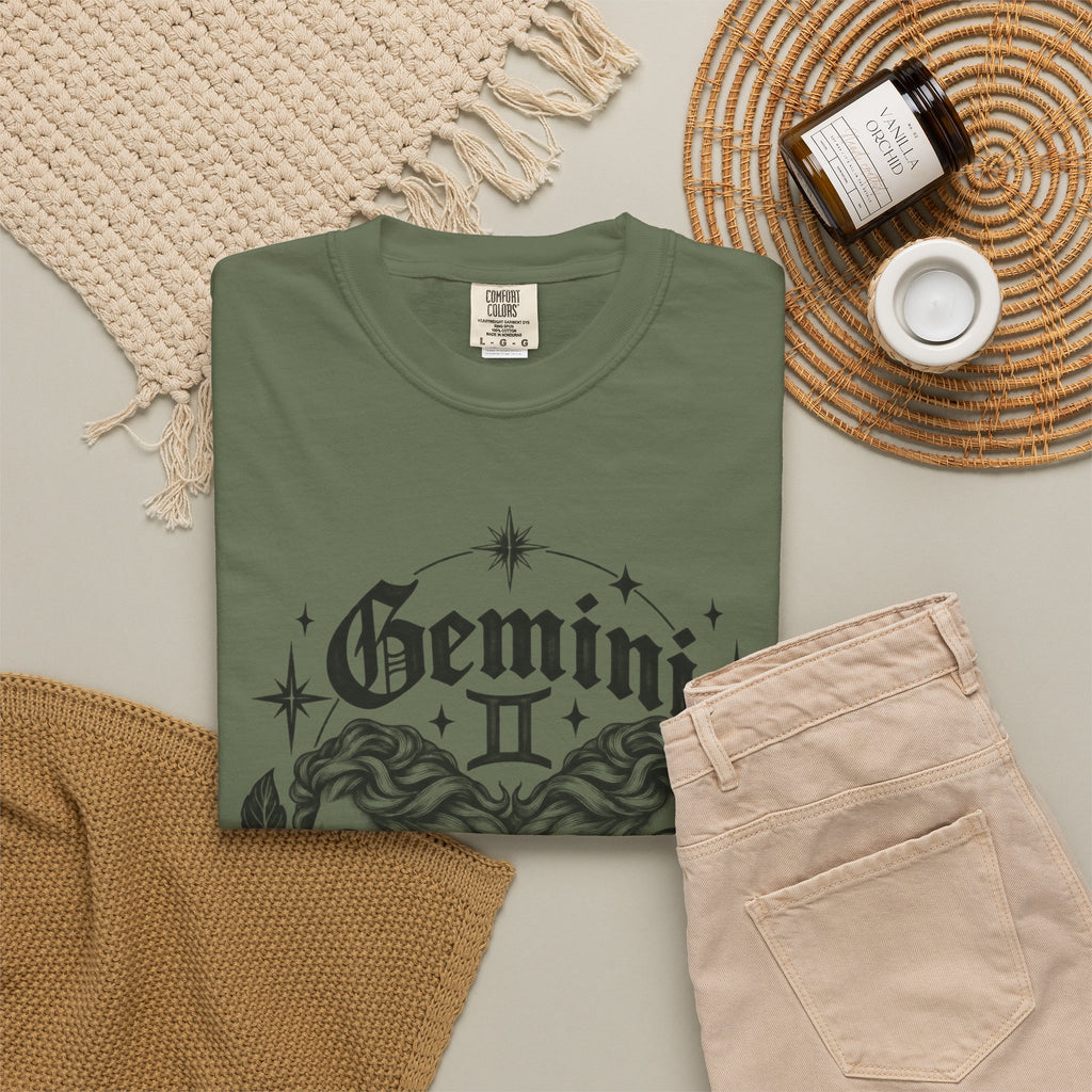 Gemini Zodiac Tee — Twin Faces Astrology T-Shirt