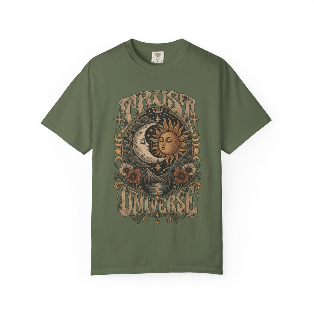 Trust the Universe T-Shirt — Vintage Sun & Moon Graphic