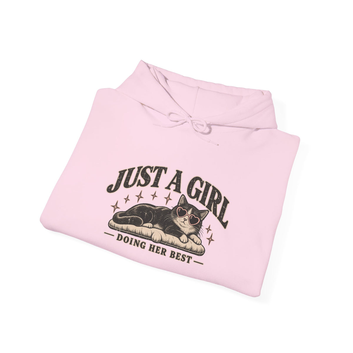 Just a Girl Doing Her Best Hoodie — Cute Cat Graphic Pullover