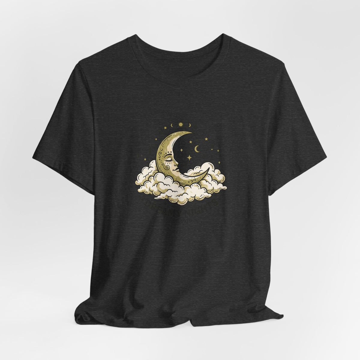 Dreamy Nights Moon Tee — Vintage Crescent Moon & Clouds Shirt