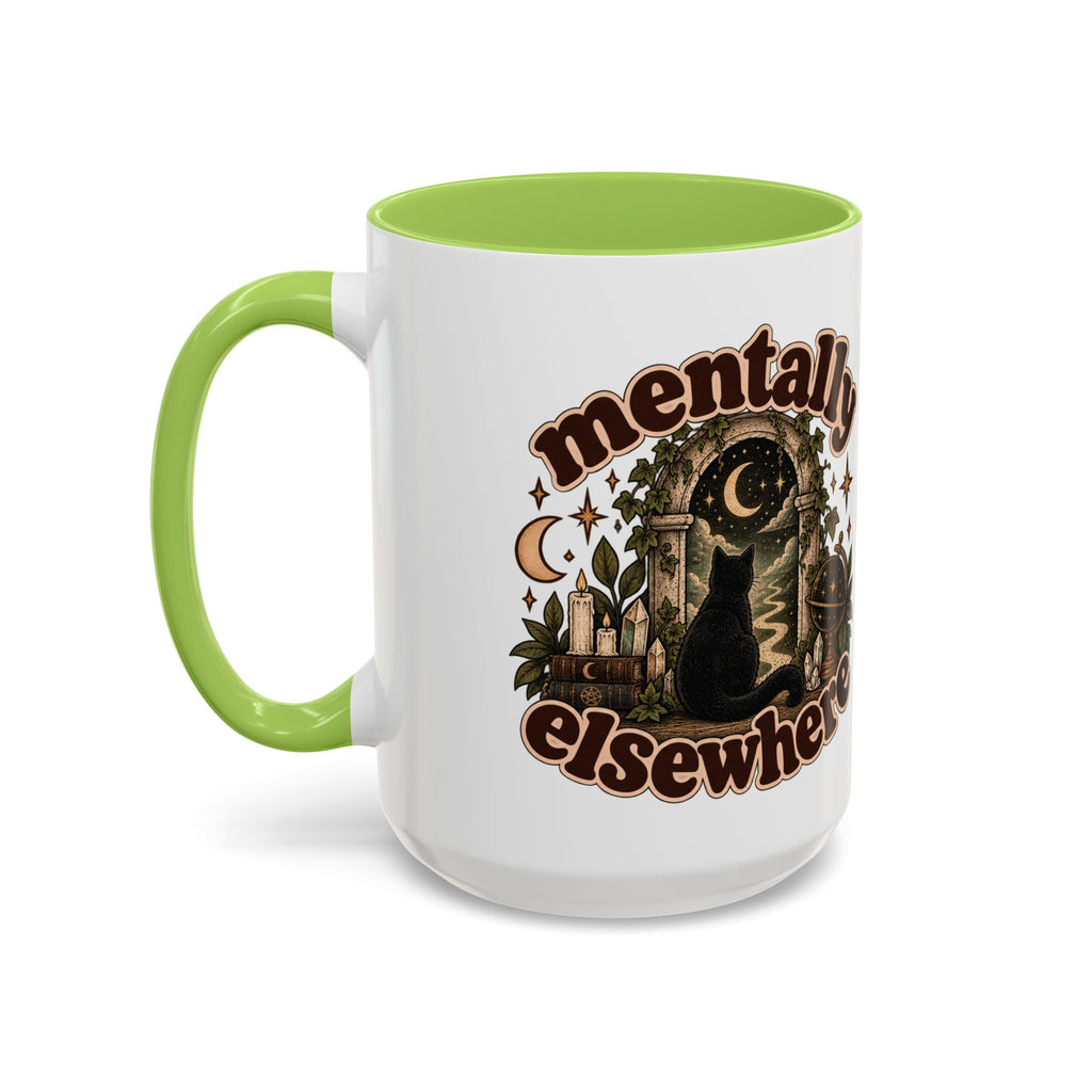 Mentally Elsewhere Mug — Black Cat Celestial Ceramic Coffee Mug