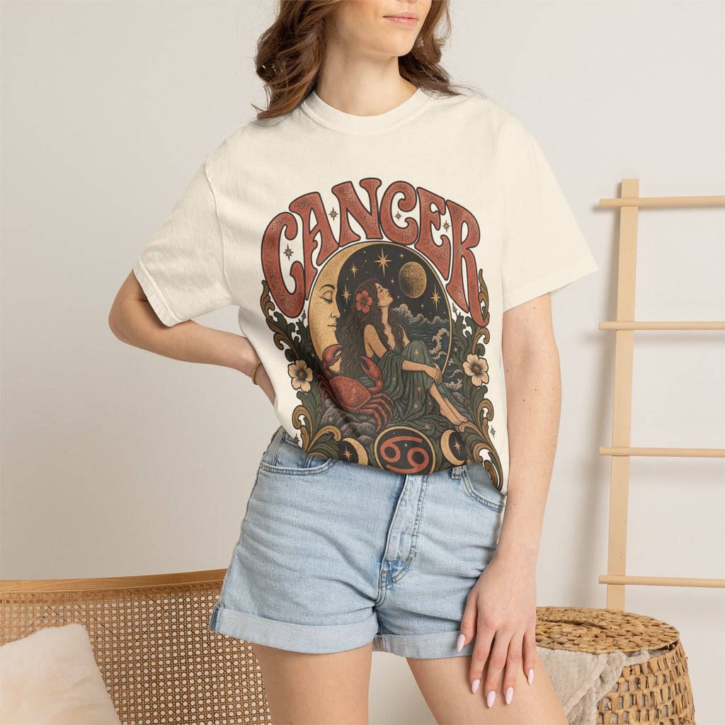Cancer Zodiac T‑Shirt — Vintage Astrology Tee (Cancer Zodiac Sign)
