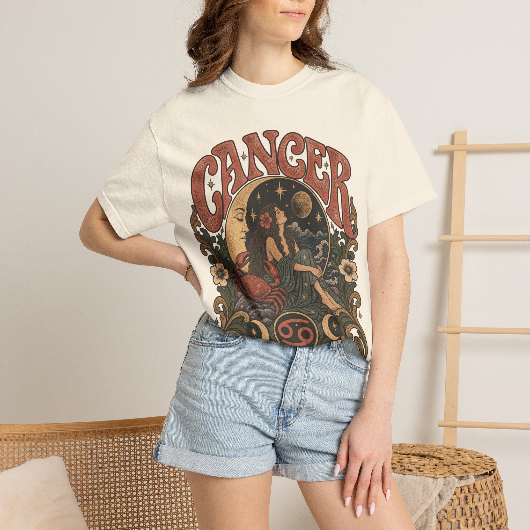 Cancer Zodiac T‑Shirt — Vintage Astrology Tee (Cancer Zodiac Sign)