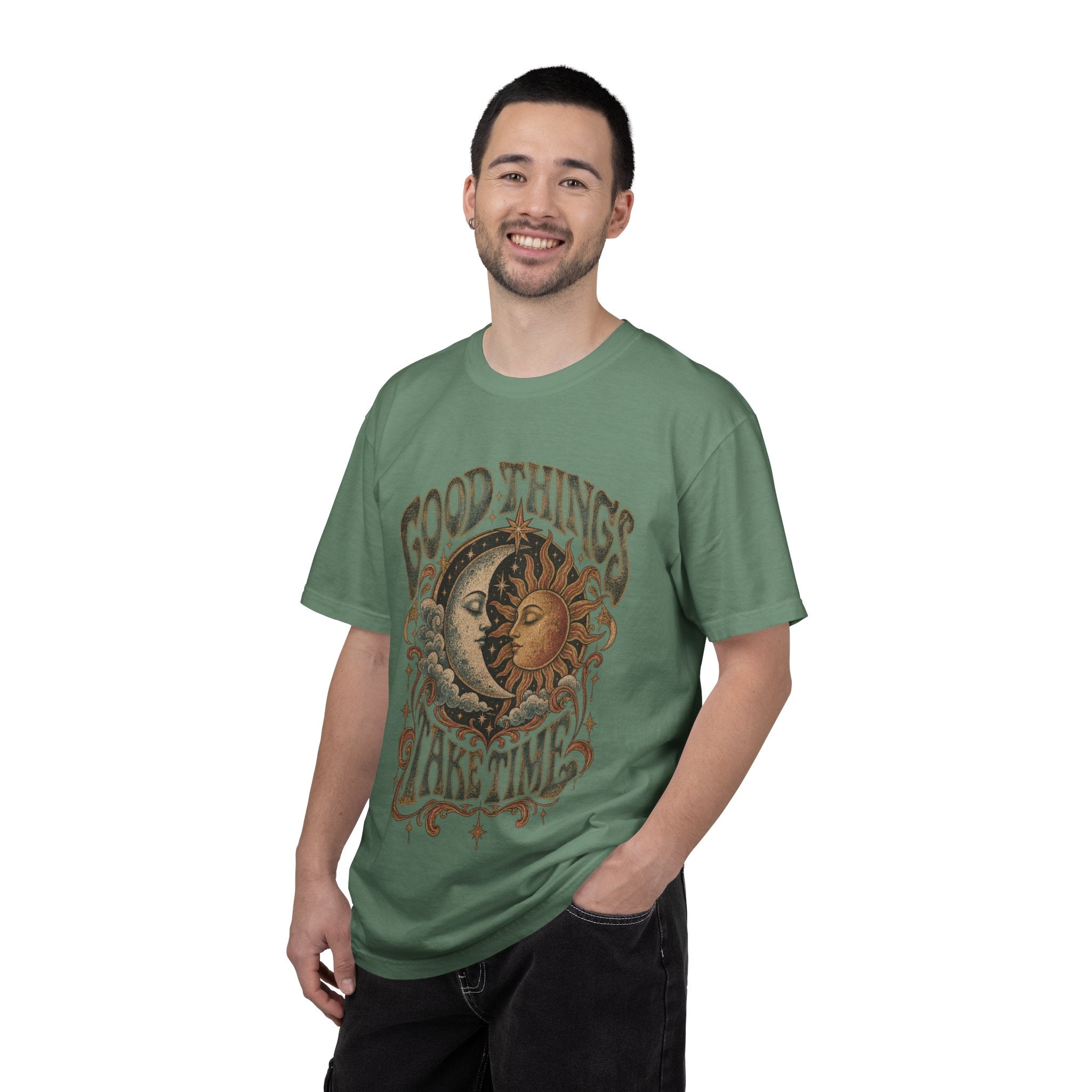 Good Things Take Time Tee — Vintage Sun & Moon Graphic T-Shirt