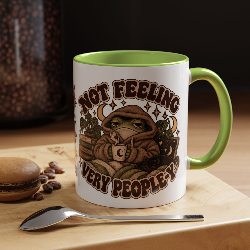 Not Feeling Very Peopley Mug — Cozy Frog Introvert Ceramic Coffee Mug