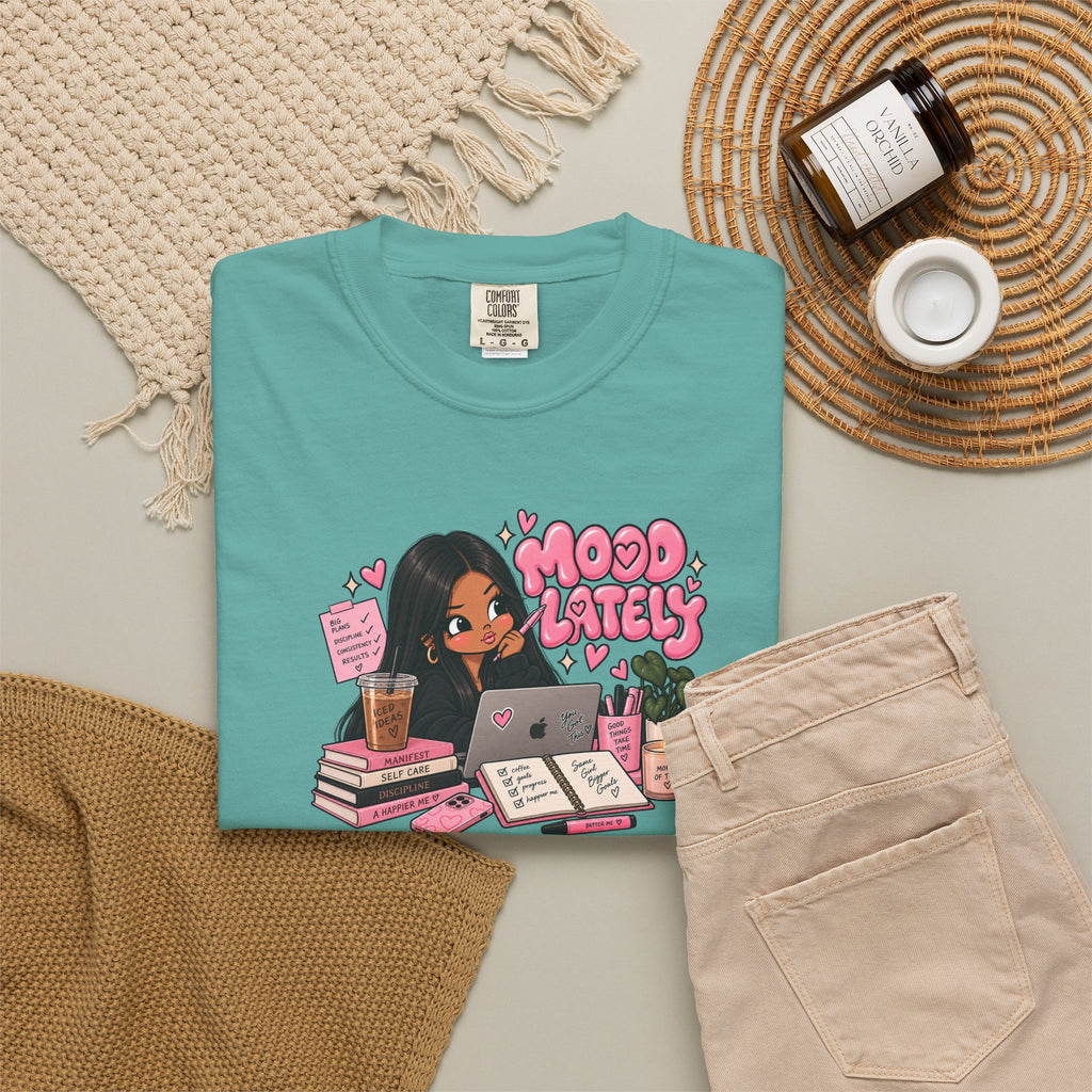Mood Lately T-Shirt — Cute Study Girl Graphic Tee