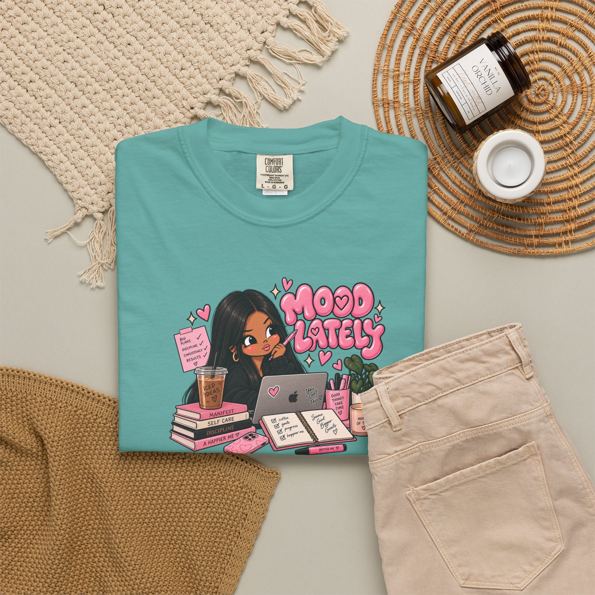 Mood Lately T-Shirt — Cute Study Girl Graphic Tee