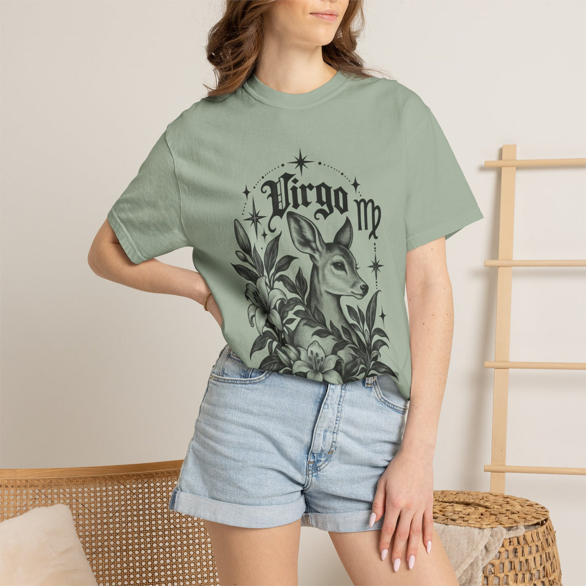 Virgo Zodiac T-Shirt — 'Virgo ' Floral Deer Astrology Tee
