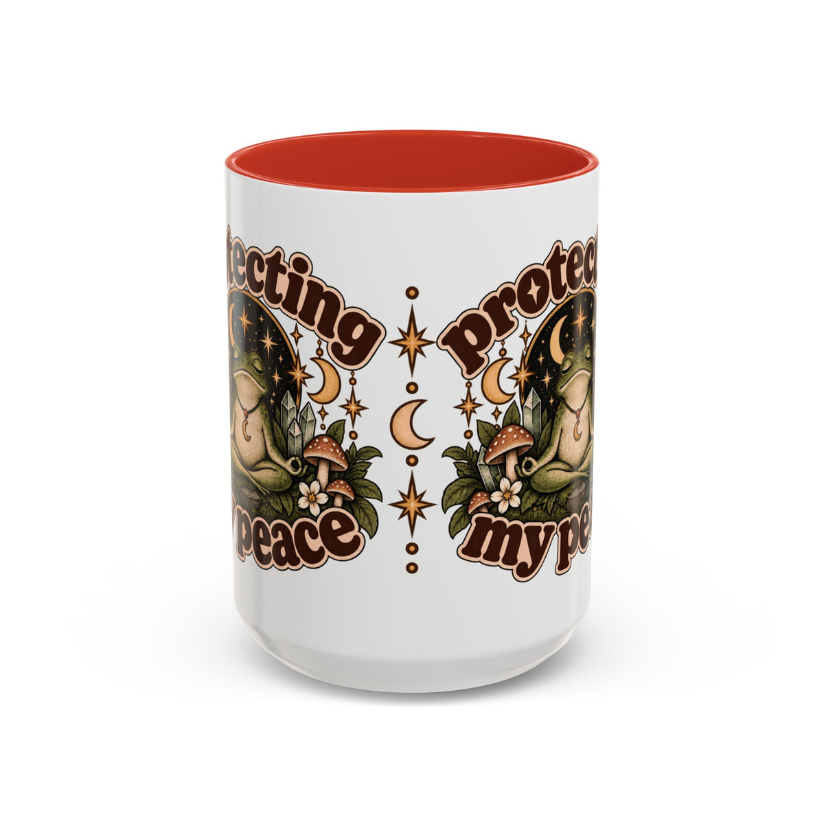 Protecting My Peace Mug — Frog & Mushroom Ceramic Coffee Mug