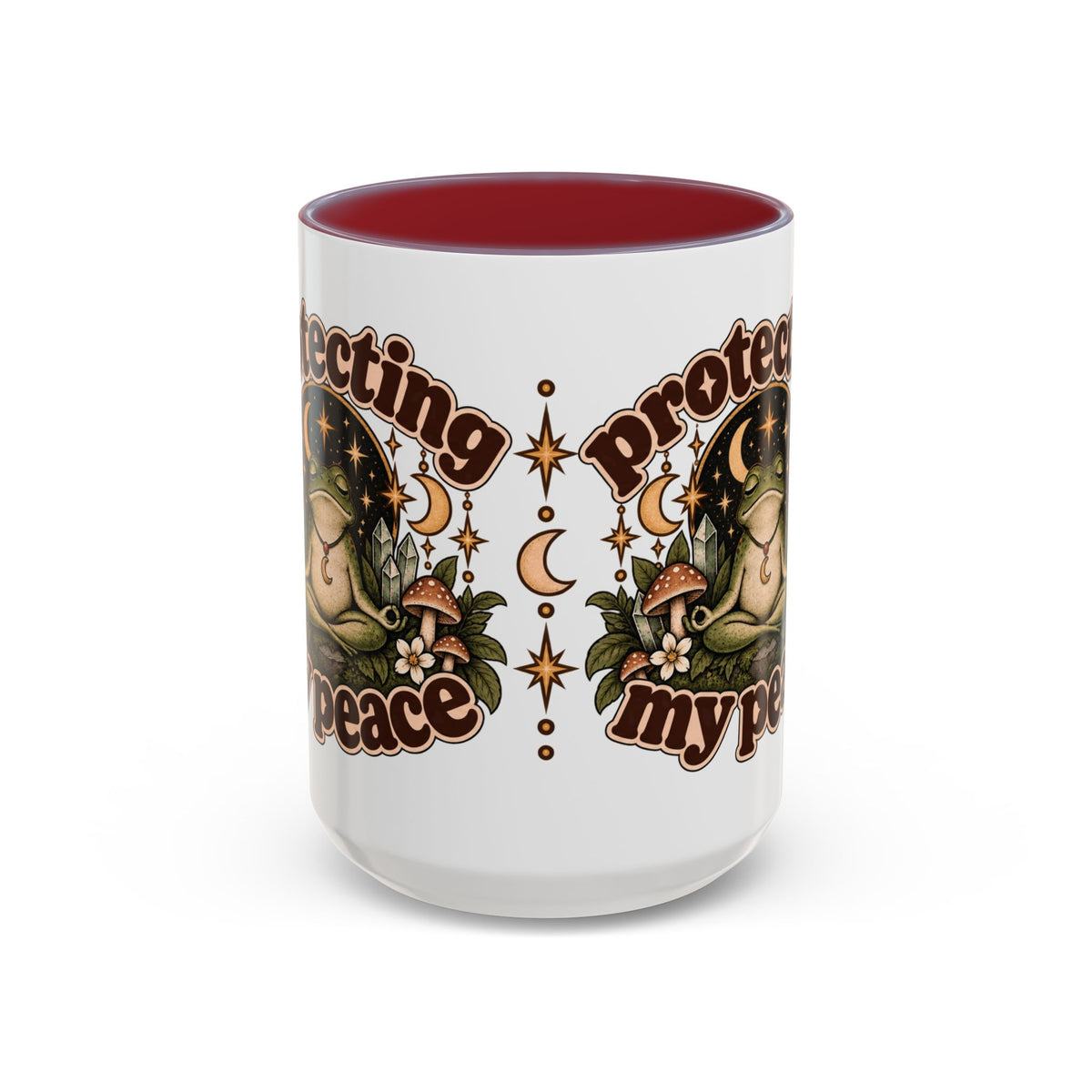 Protecting My Peace Mug — Frog & Mushroom Ceramic Coffee Mug