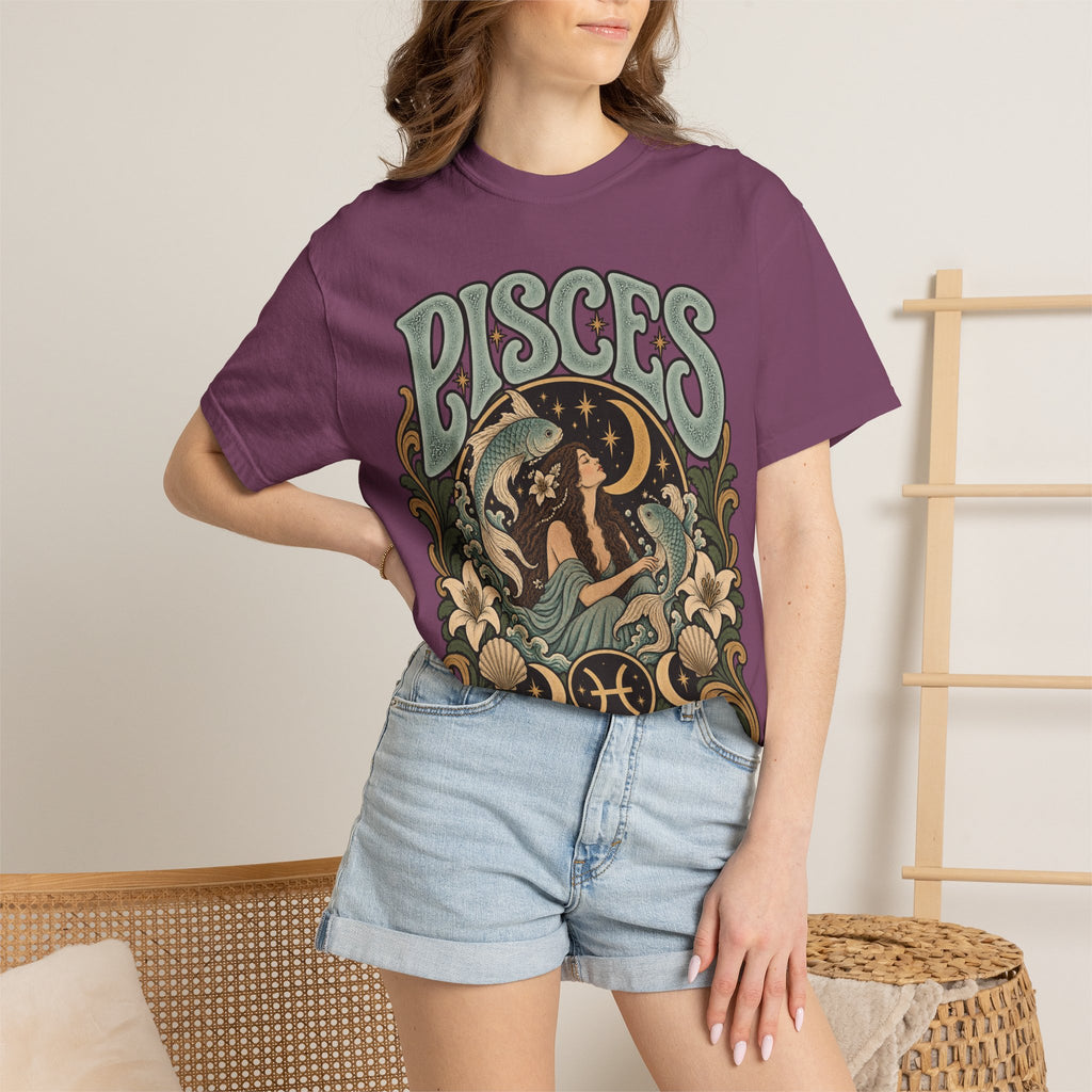 Pisces Zodiac T-Shirt — Retro Astrological Artwork