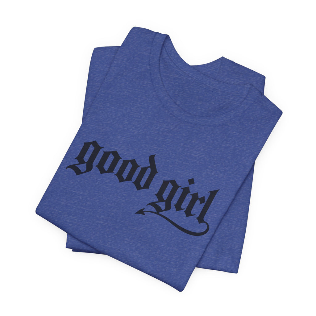 Good Girl Graphic Tee — Vintage Script White T-Shirt