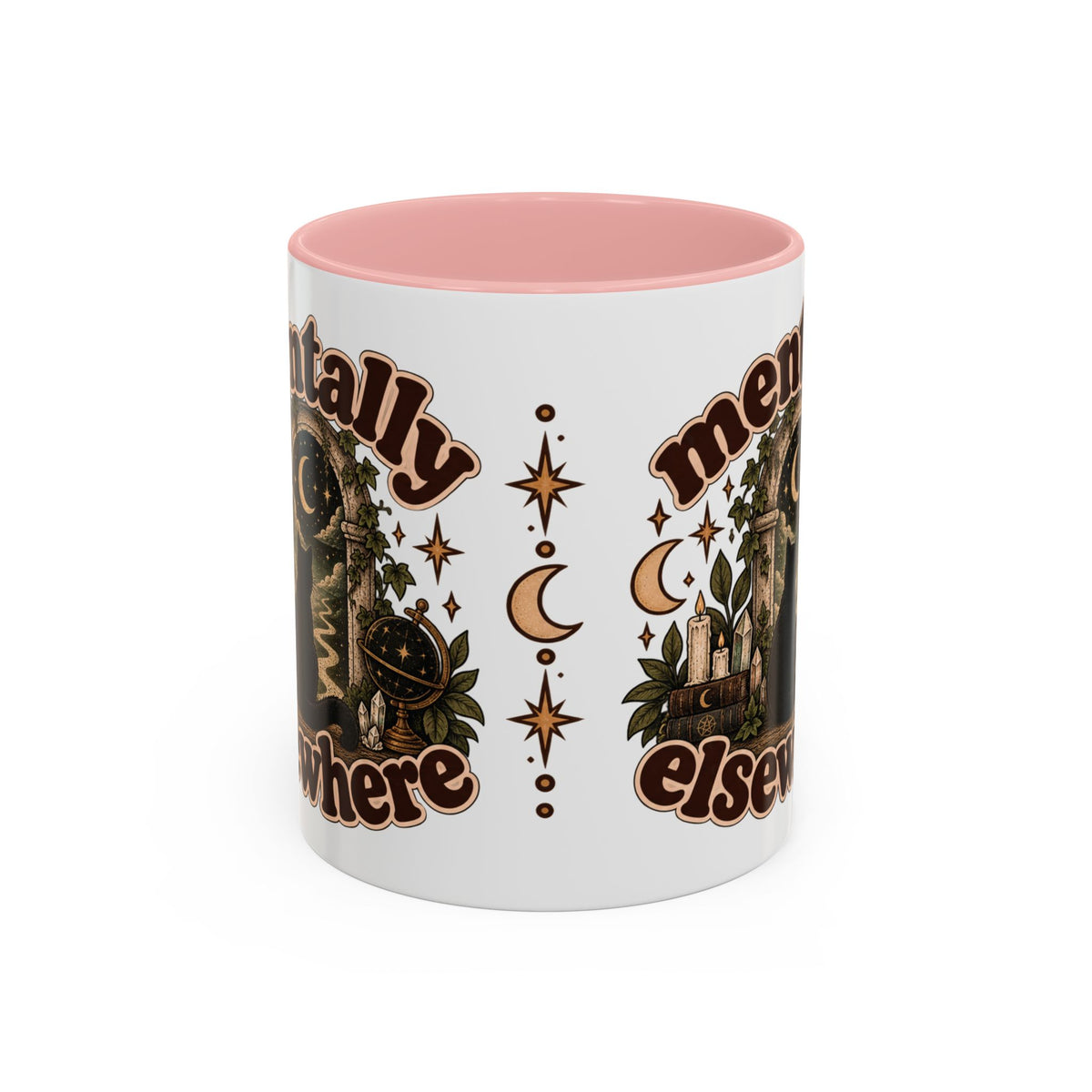 Mentally Elsewhere Mug — Black Cat Celestial Ceramic Coffee Mug