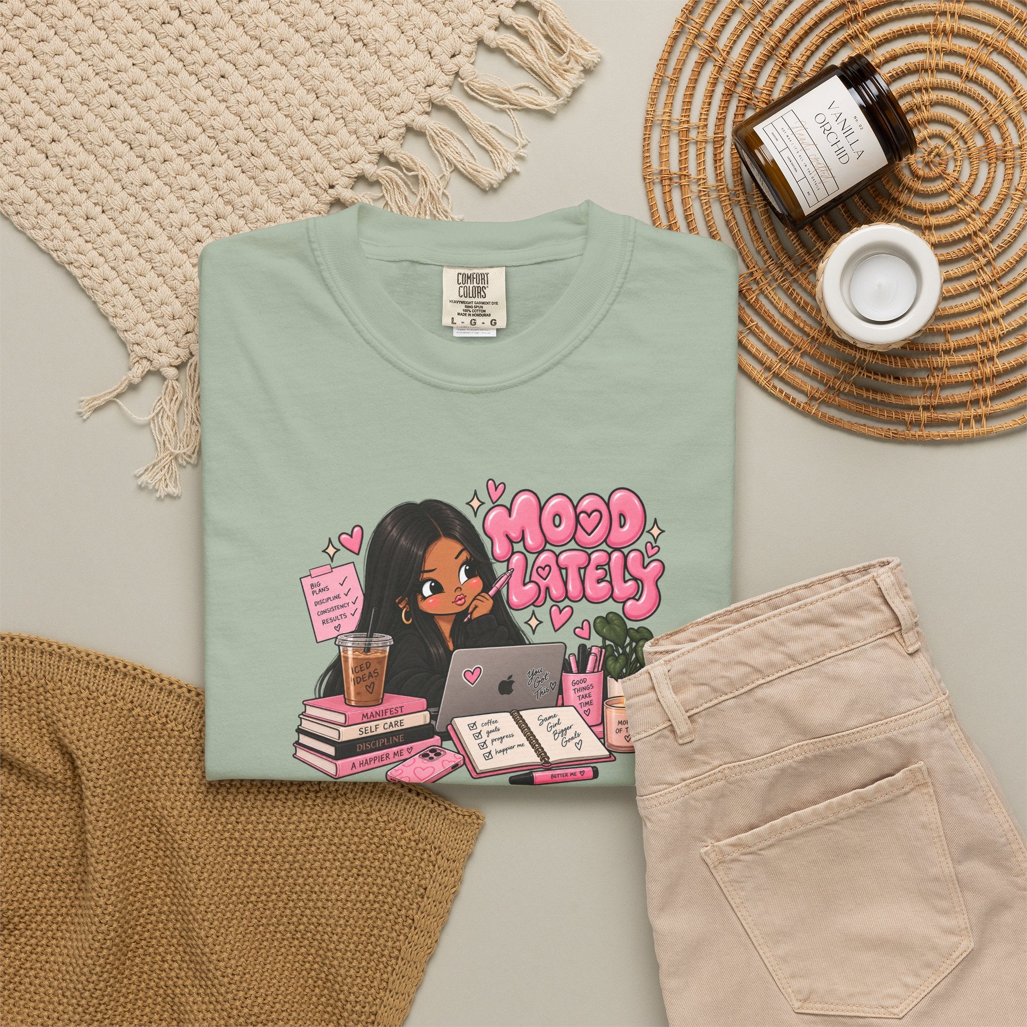 Mood Lately T-Shirt — Cute Study Girl Graphic Tee