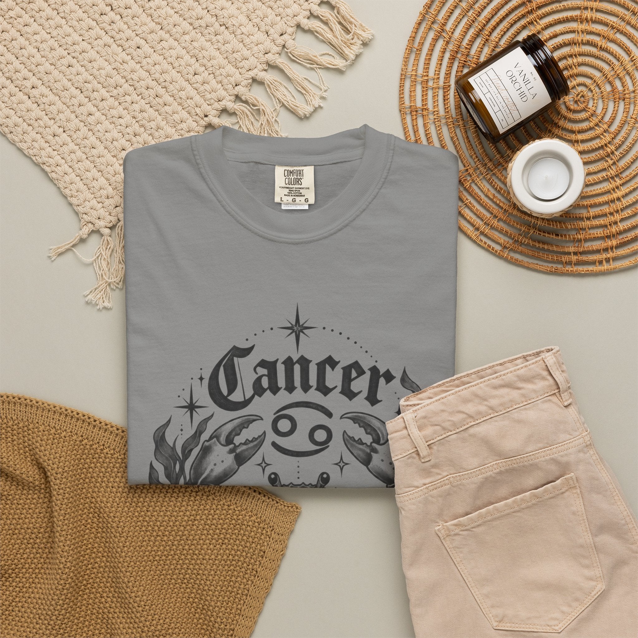 Cancer Zodiac T-Shirt — Floral Crab Astrology Tee