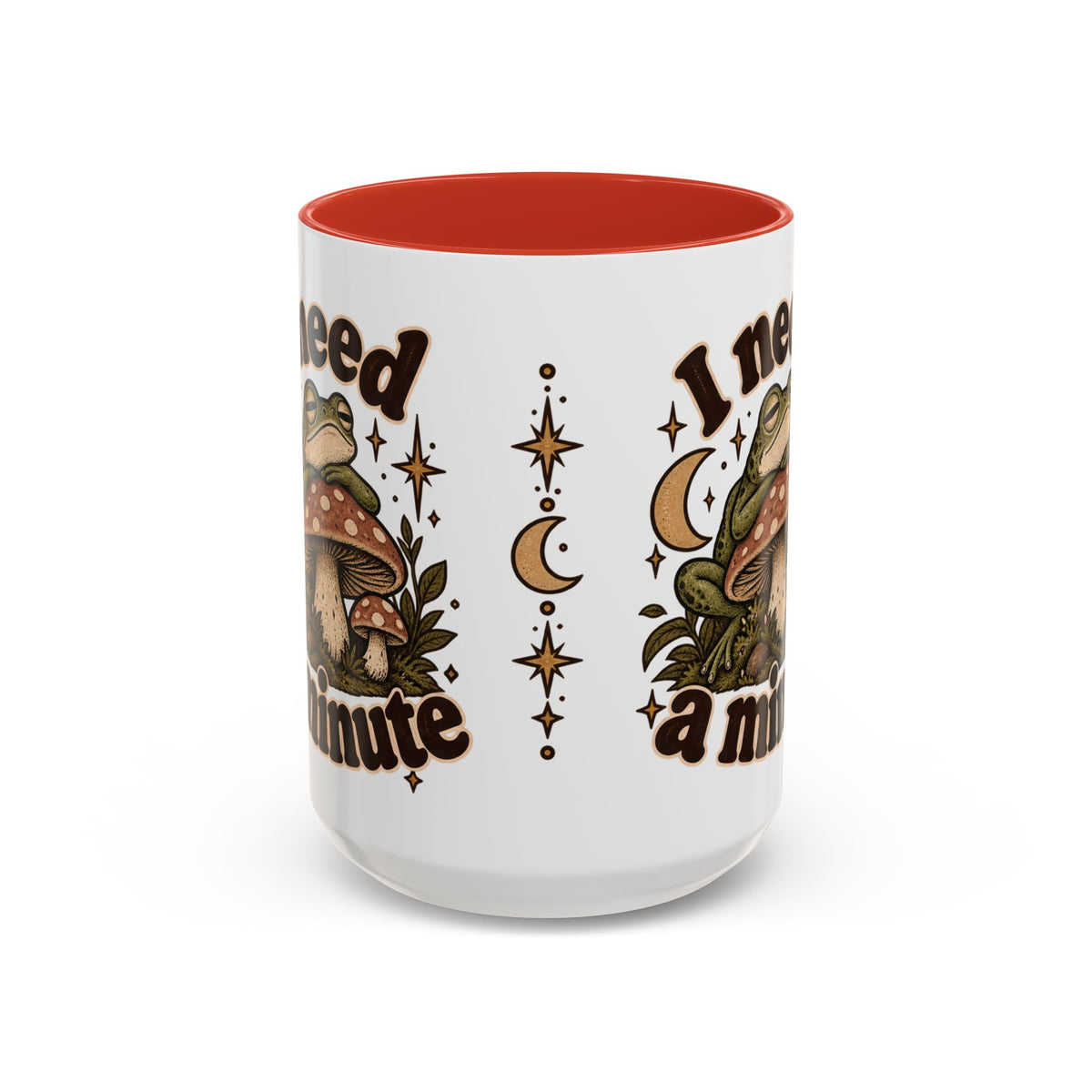 I Need a Minute Mug — Cozy Frog & Mushroom Ceramic Coffee Mug