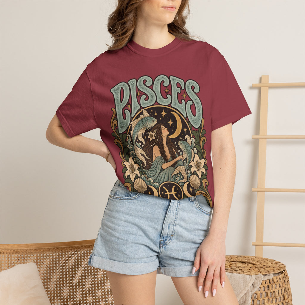 Pisces Zodiac T-Shirt — Retro Astrological Artwork