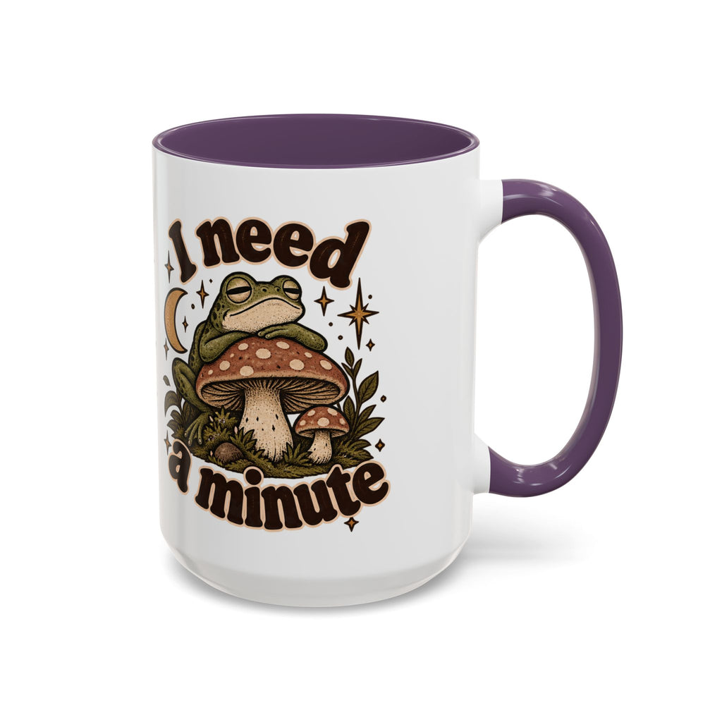 I Need a Minute Mug — Cozy Frog & Mushroom Ceramic Coffee Mug