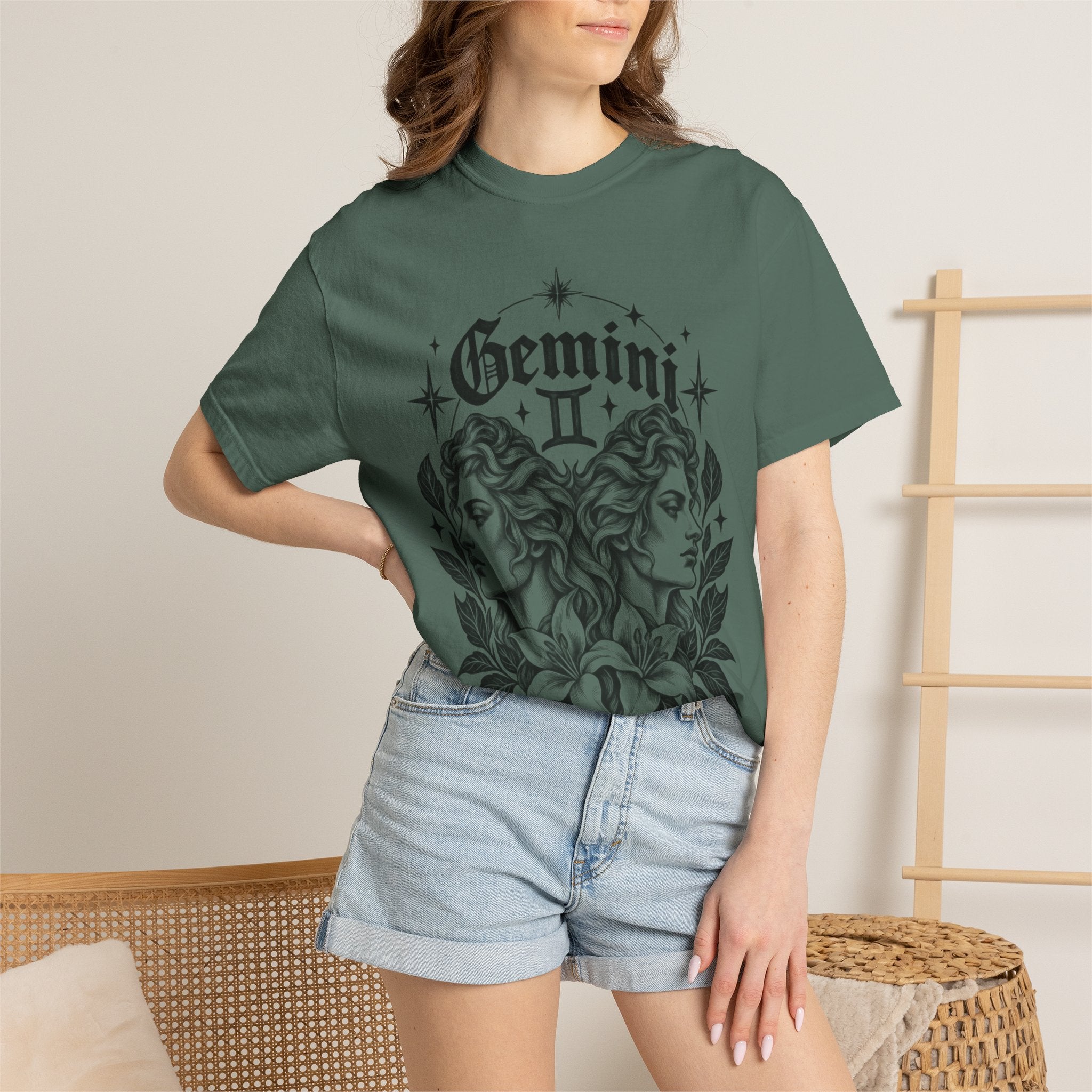 Gemini Zodiac Tee — Twin Faces Astrology T-Shirt