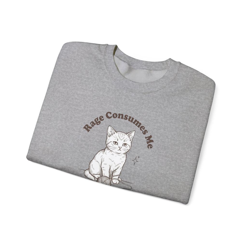 Rage Consumes Me kitten sweatshirt | vintage minimalist cat, ironic emotion