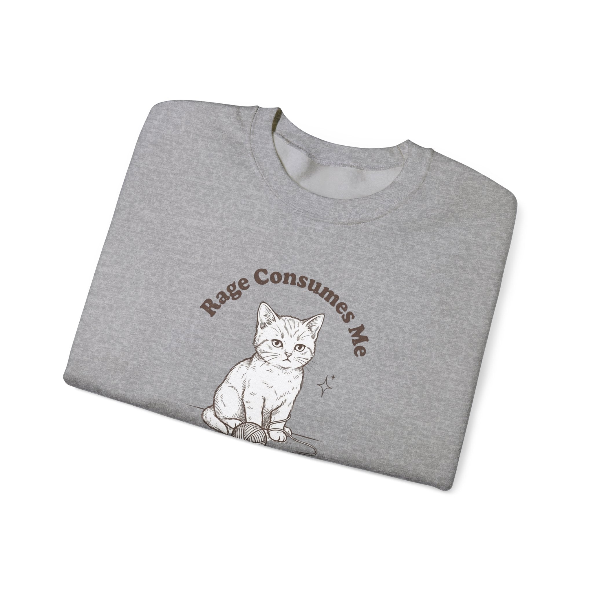 Rage Consumes Me kitten sweatshirt | vintage minimalist cat, ironic emotion