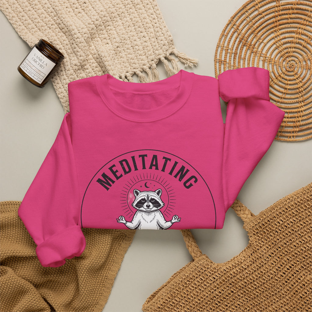 Meditating Raccoon Sweatshirt | Feral Raccoon Aesthetic, Celestial Wilderness