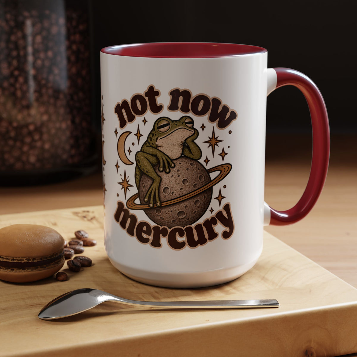 Not Now Mercury Mug — Retro Frog & Planet Ceramic Coffee Mug