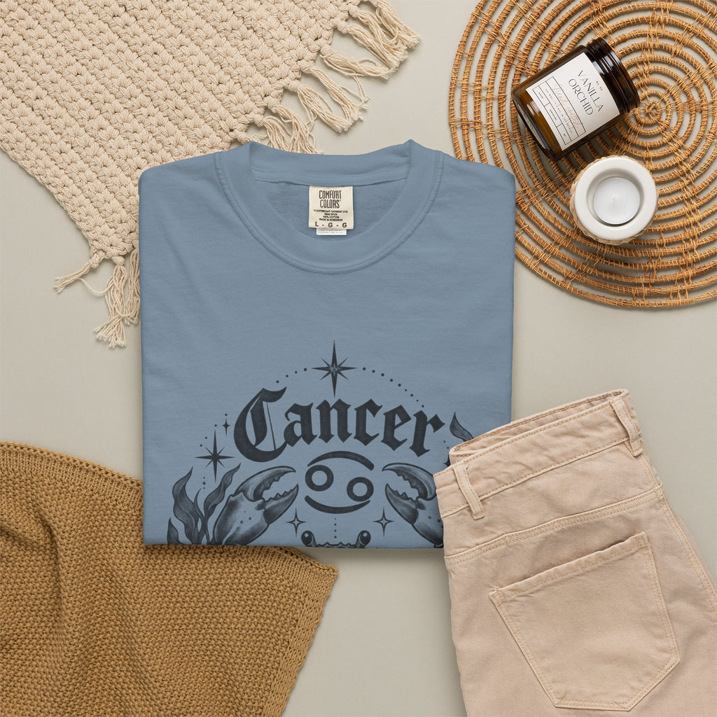 Cancer Zodiac T-Shirt — Floral Crab Astrology Tee