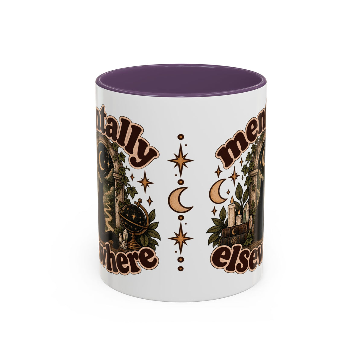 Mentally Elsewhere Mug — Black Cat Celestial Ceramic Coffee Mug