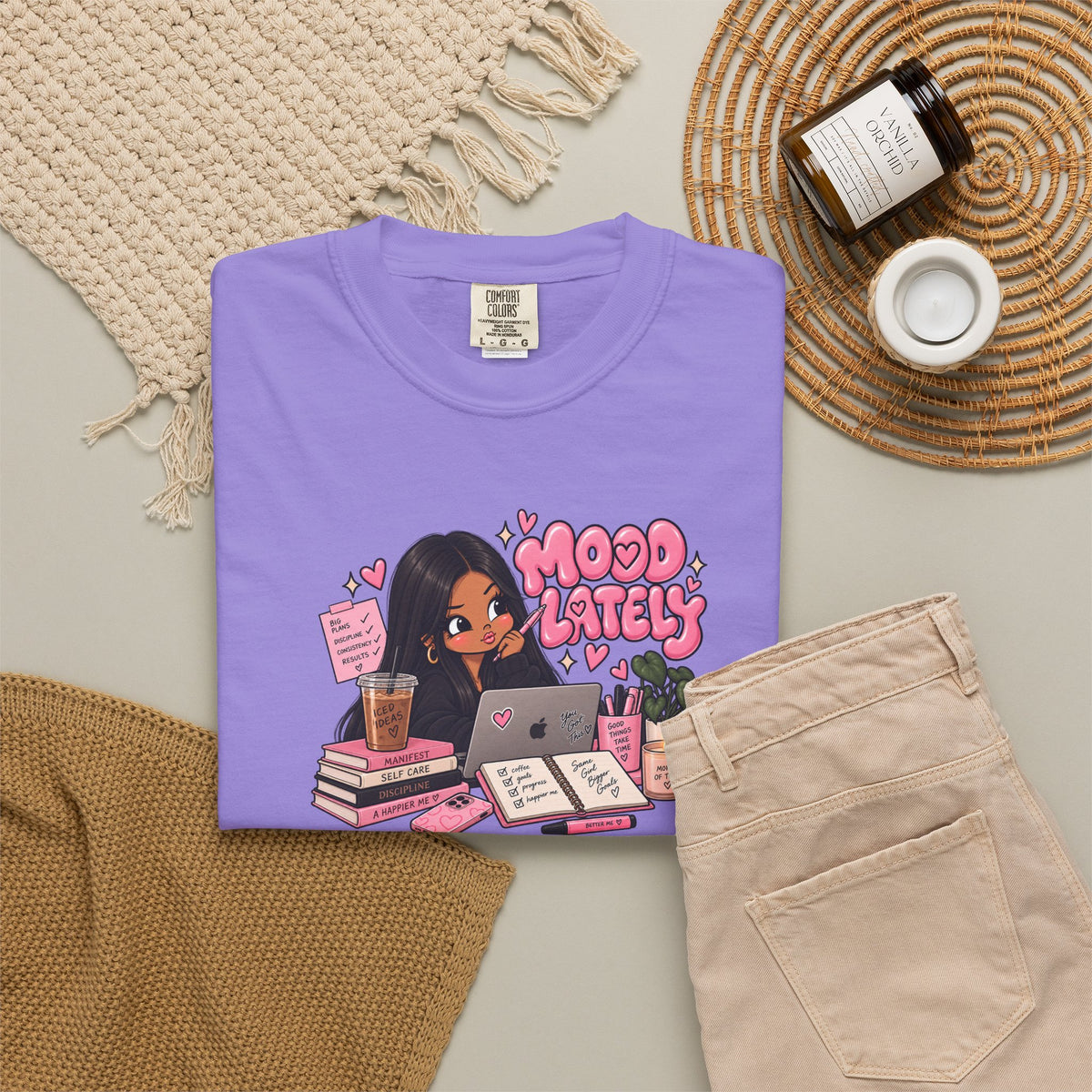 Mood Lately T-Shirt — Cute Study Girl Graphic Tee