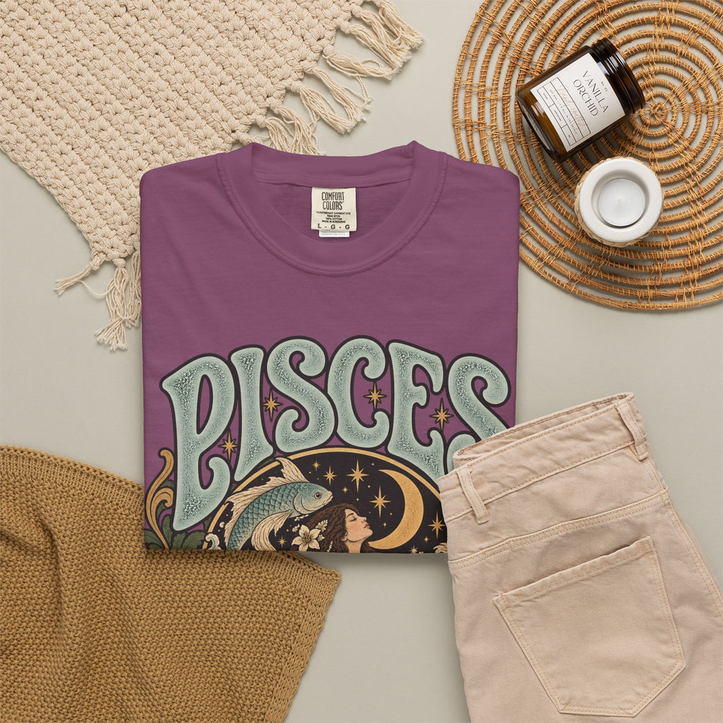 Pisces Zodiac T-Shirt — Retro Astrological Artwork