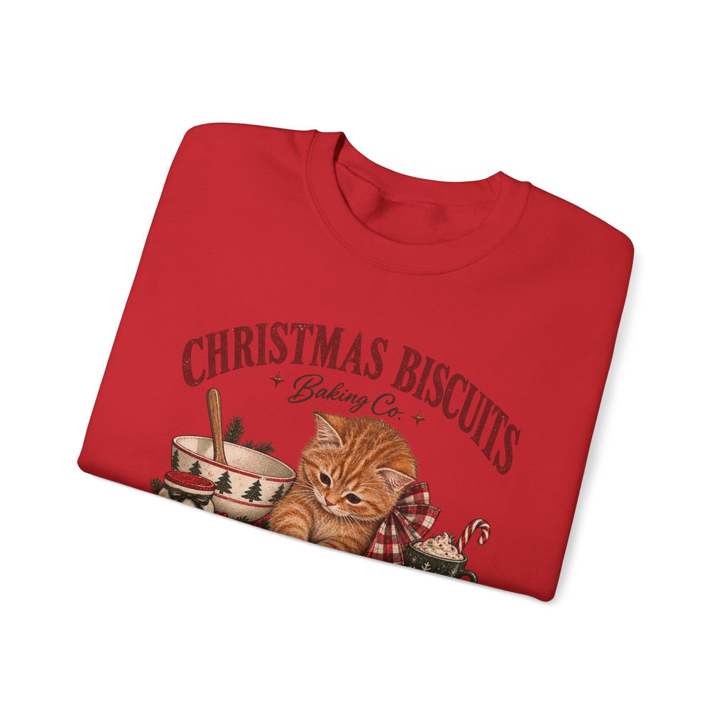Crewneck Sweatshirt — Christmas Biscuits Baking Co. Cat Holiday Sweatshirt