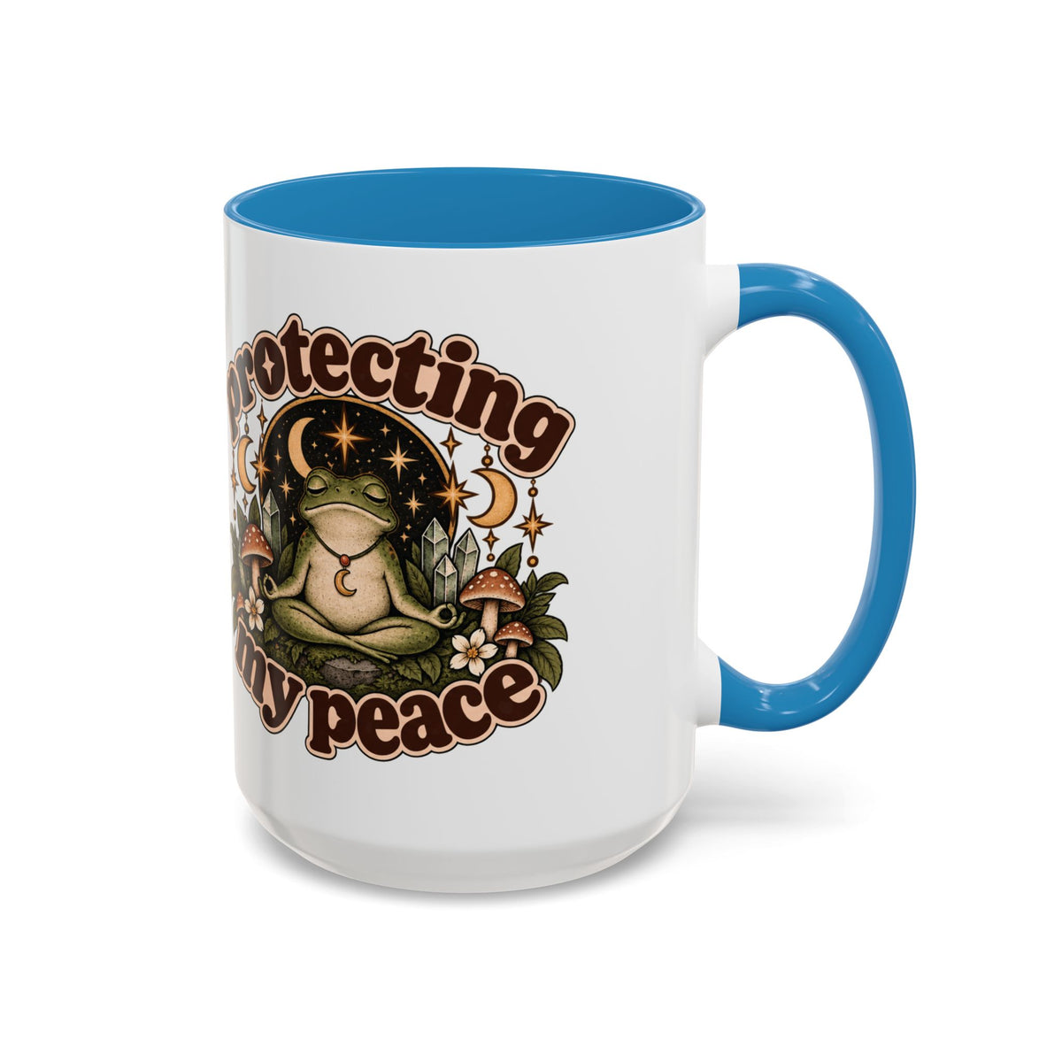 Protecting My Peace Mug — Frog & Mushroom Ceramic Coffee Mug