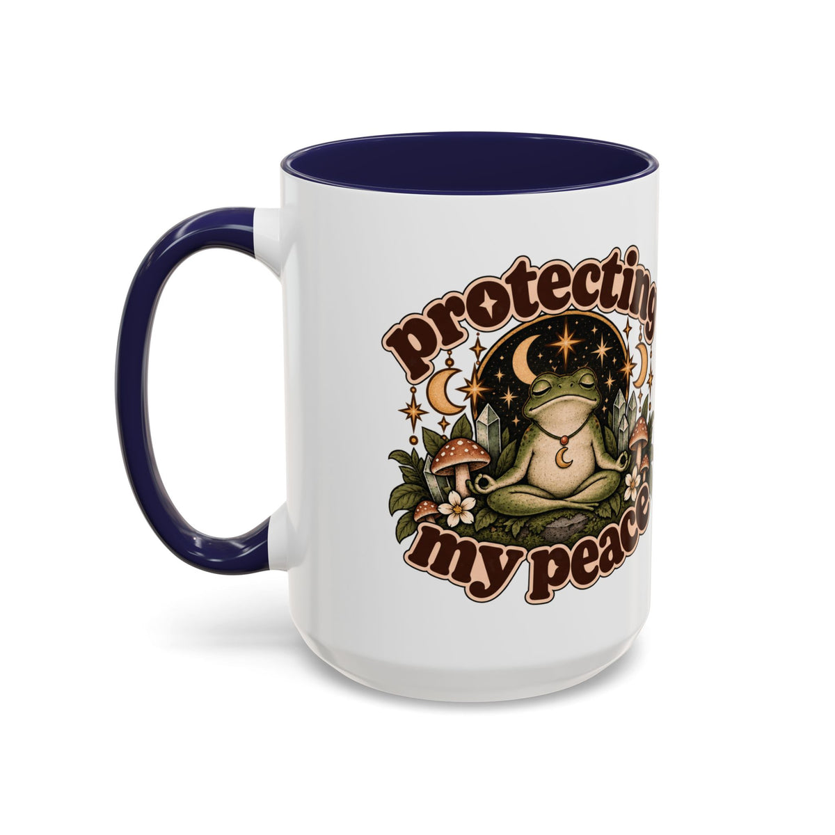 Protecting My Peace Mug — Frog & Mushroom Ceramic Coffee Mug