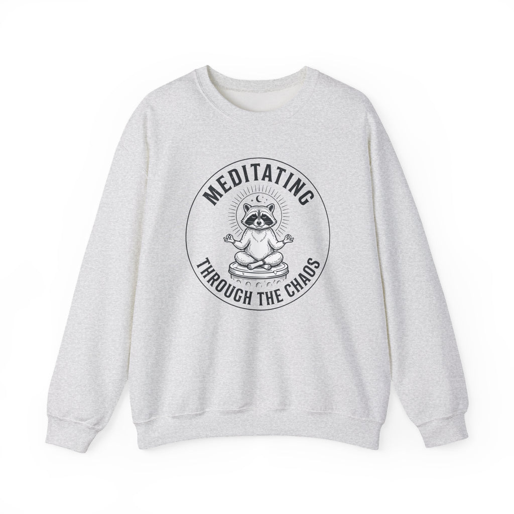 Meditating Raccoon Sweatshirt | Feral Raccoon Aesthetic, Celestial Wilderness