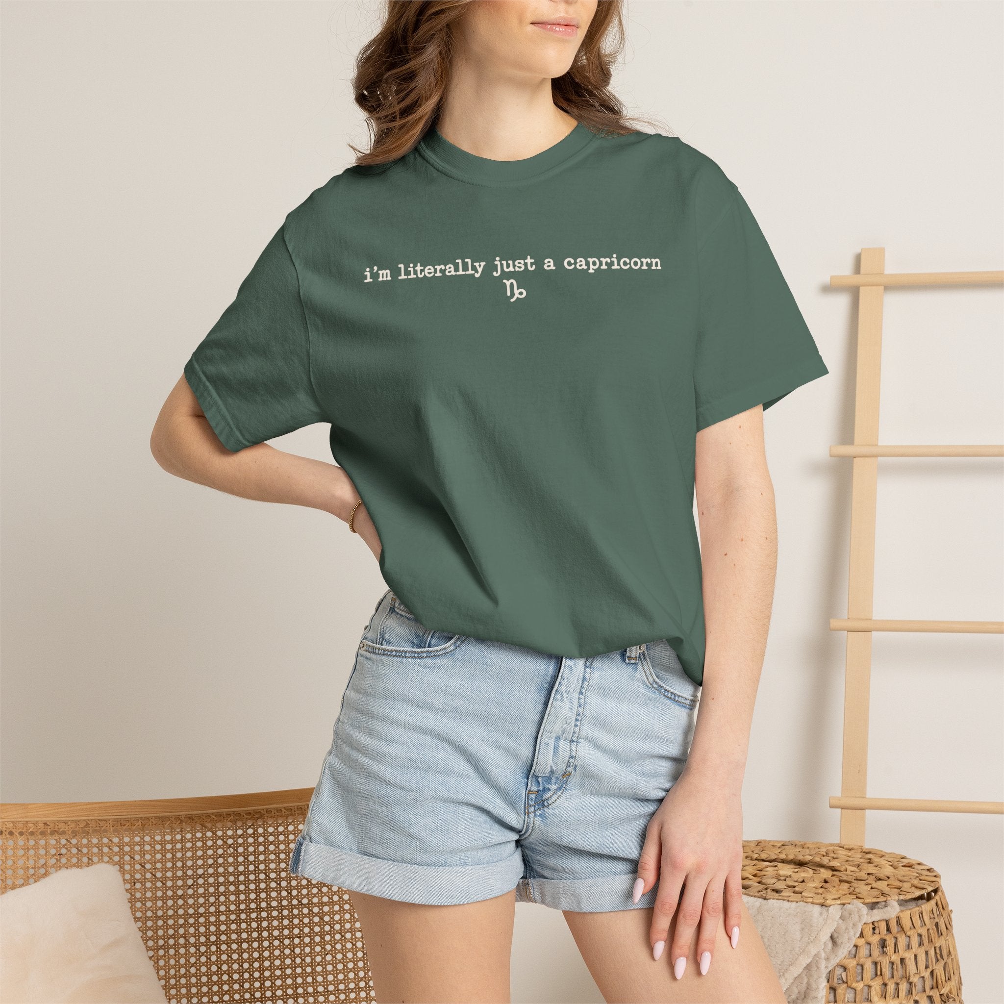 I'm Literally Just a Capricorn Garment-Dyed T-Shirt — Vintage Short-Sleeve Tee