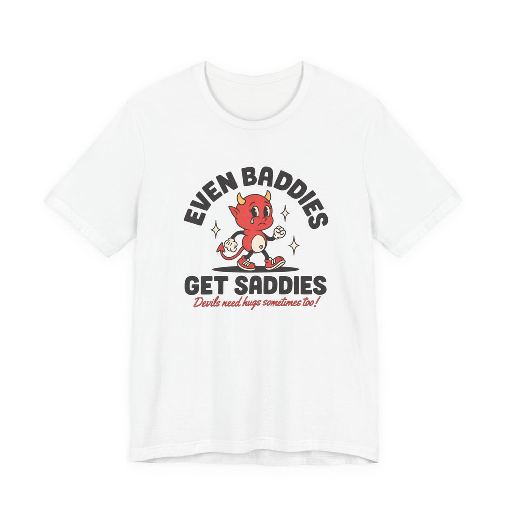 Even Baddies Get Saddies Tee — Retro Devil Character Sadness Graphic T-Shirt