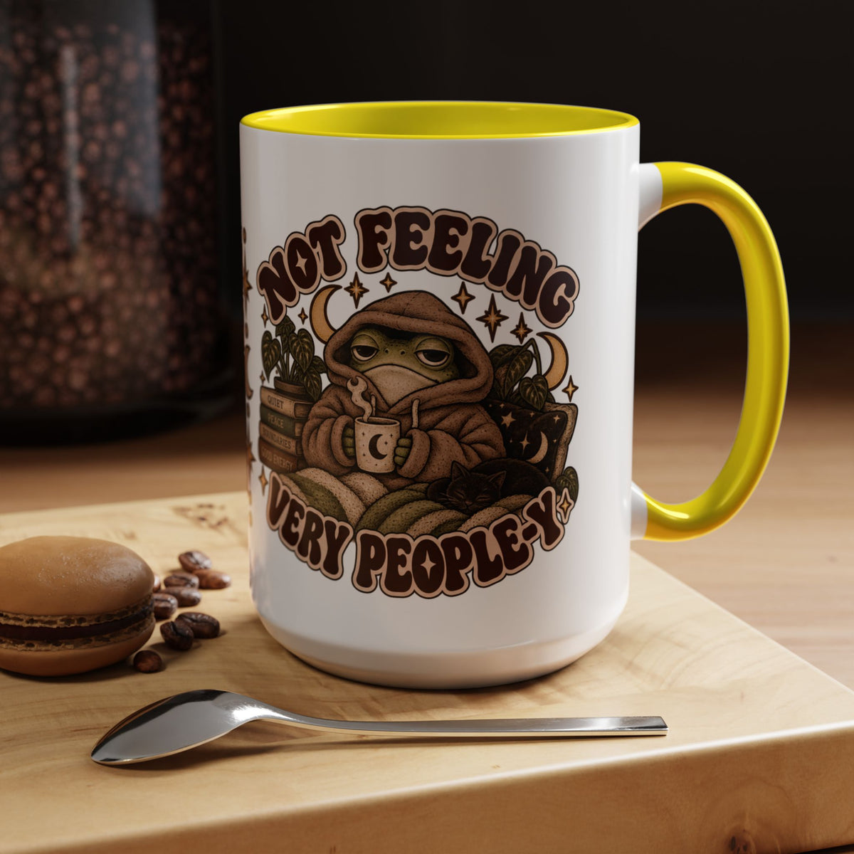 Not Feeling Very Peopley Mug — Cozy Frog Introvert Ceramic Coffee Mug