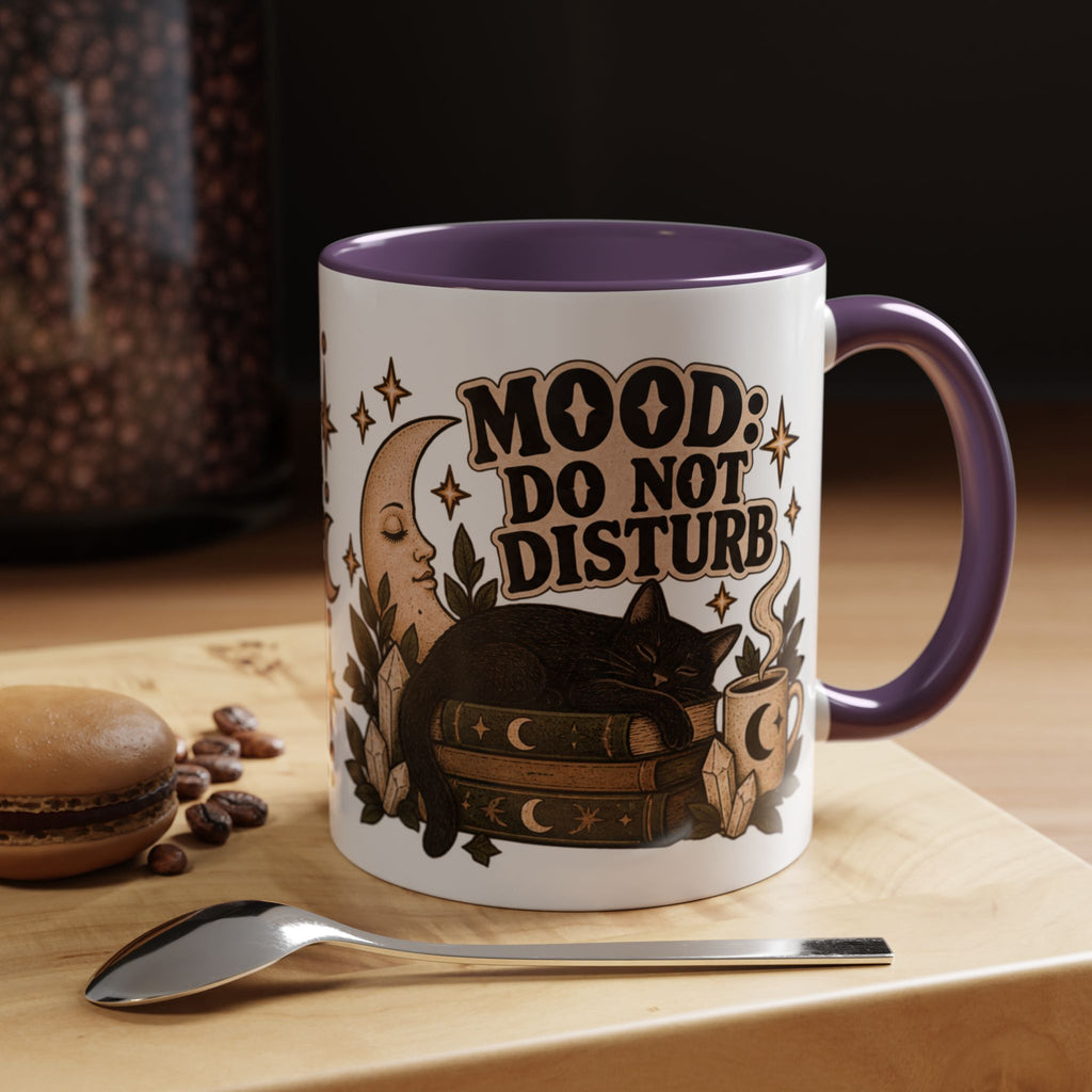 Mood: Do Not Disturb Mug — Sleepy Cat & Moon Ceramic Coffee Mug